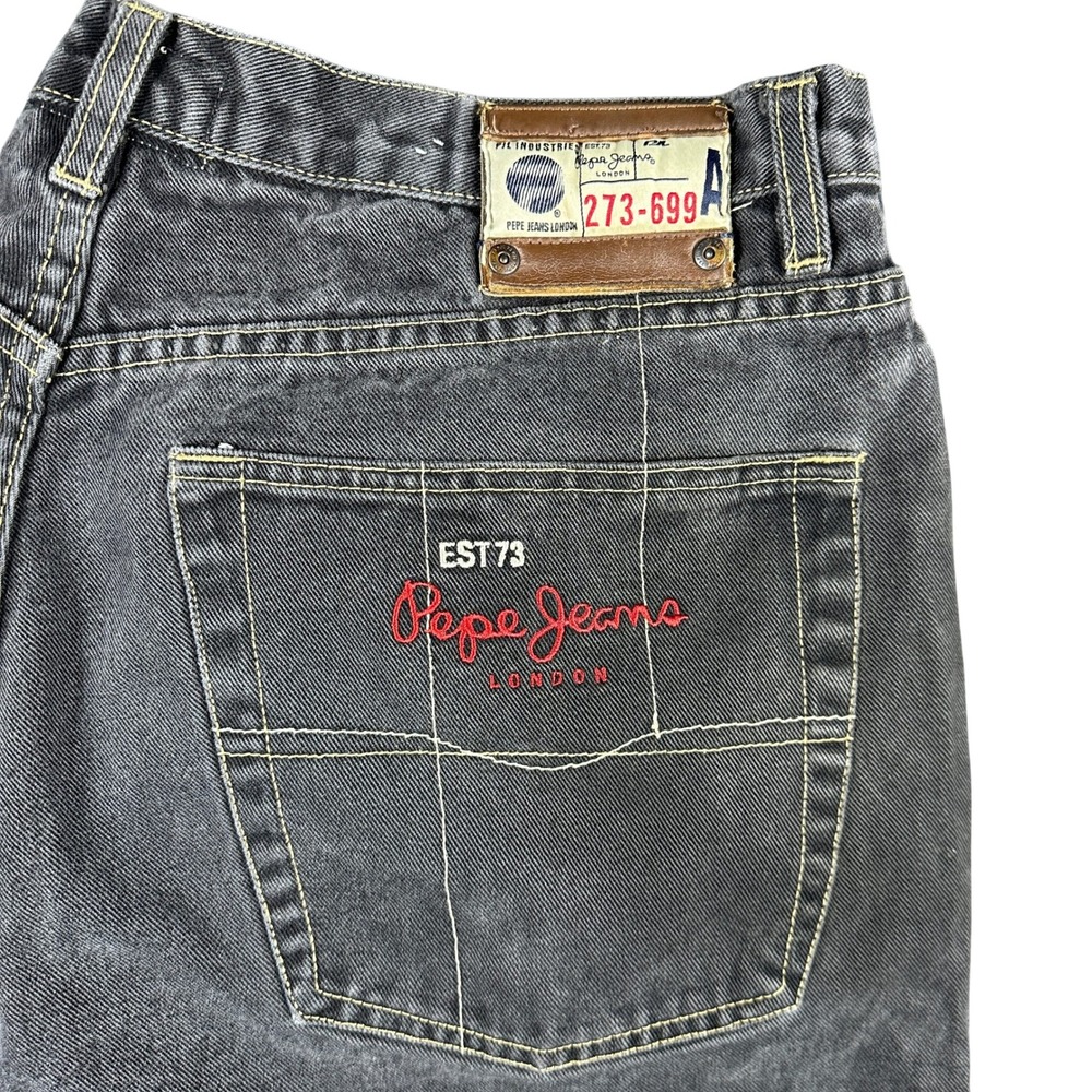 Vintage Pepe Jeans London Black Denim Heavyweight Streetwear Y2K Oversized 38x33 - Picture 2 of 10